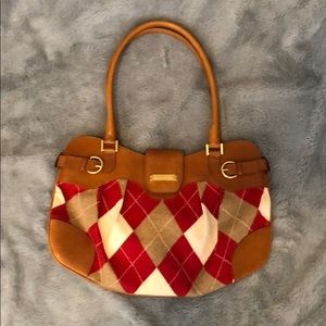 Brooks Brothers Argyle and Leather Handbag
